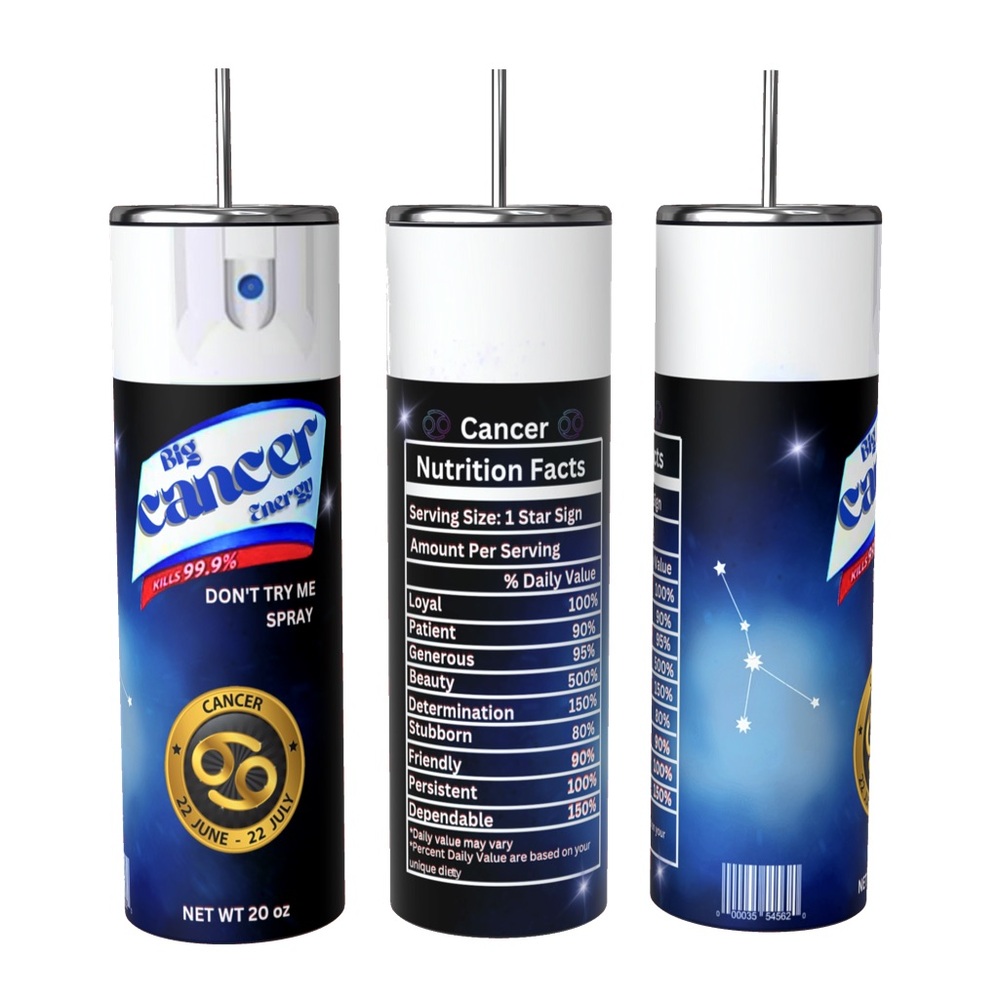 20oz CANCER ZODIAC STAINLESS STEEL DOUBLE WALL INSULATED TUMBLER
